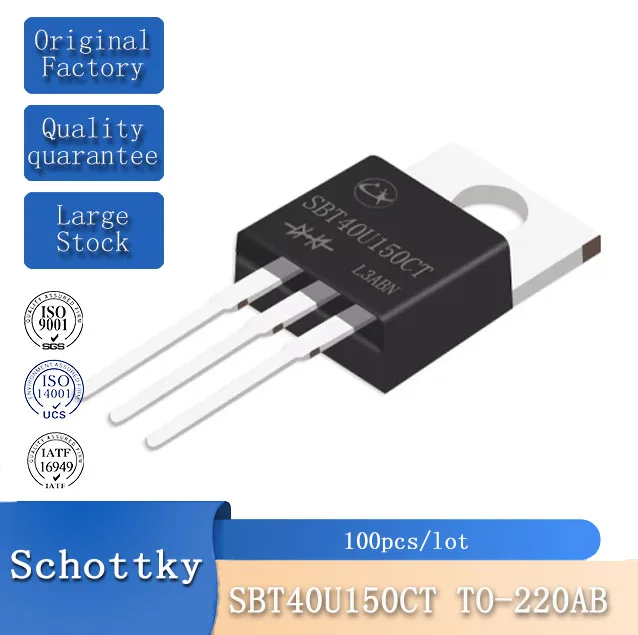 

100pcs SBT40U150CT TO-220AB Lingxun Low VF Schottky Diode 40A 150V