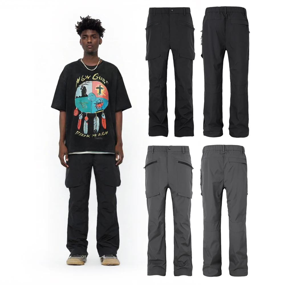 

Уличная одежда, мужские карманы на молнии, функциональный стиль, мешковатые брюки-карго в стиле хип-хоп, уличный стиль, повседневные повседневные тактические мужские брюки