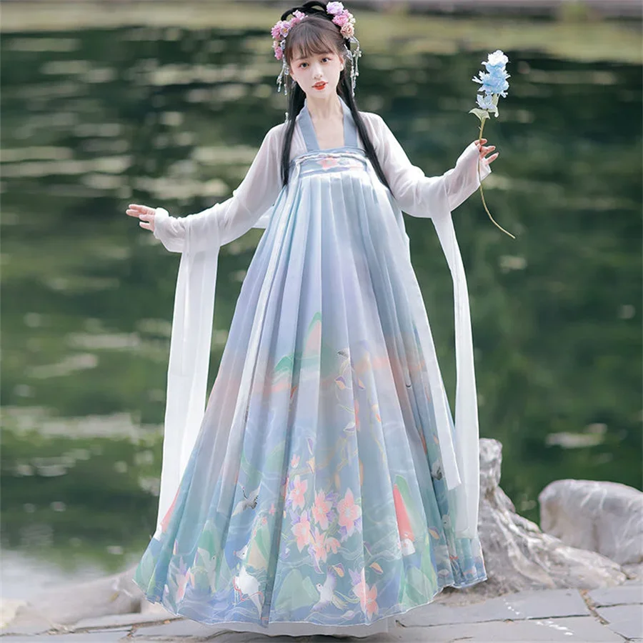 Robe Hanfu de Style chinois pour femmes, tenue de princesse traditionnelle élégante avec broderie florale, fée orient sur scène