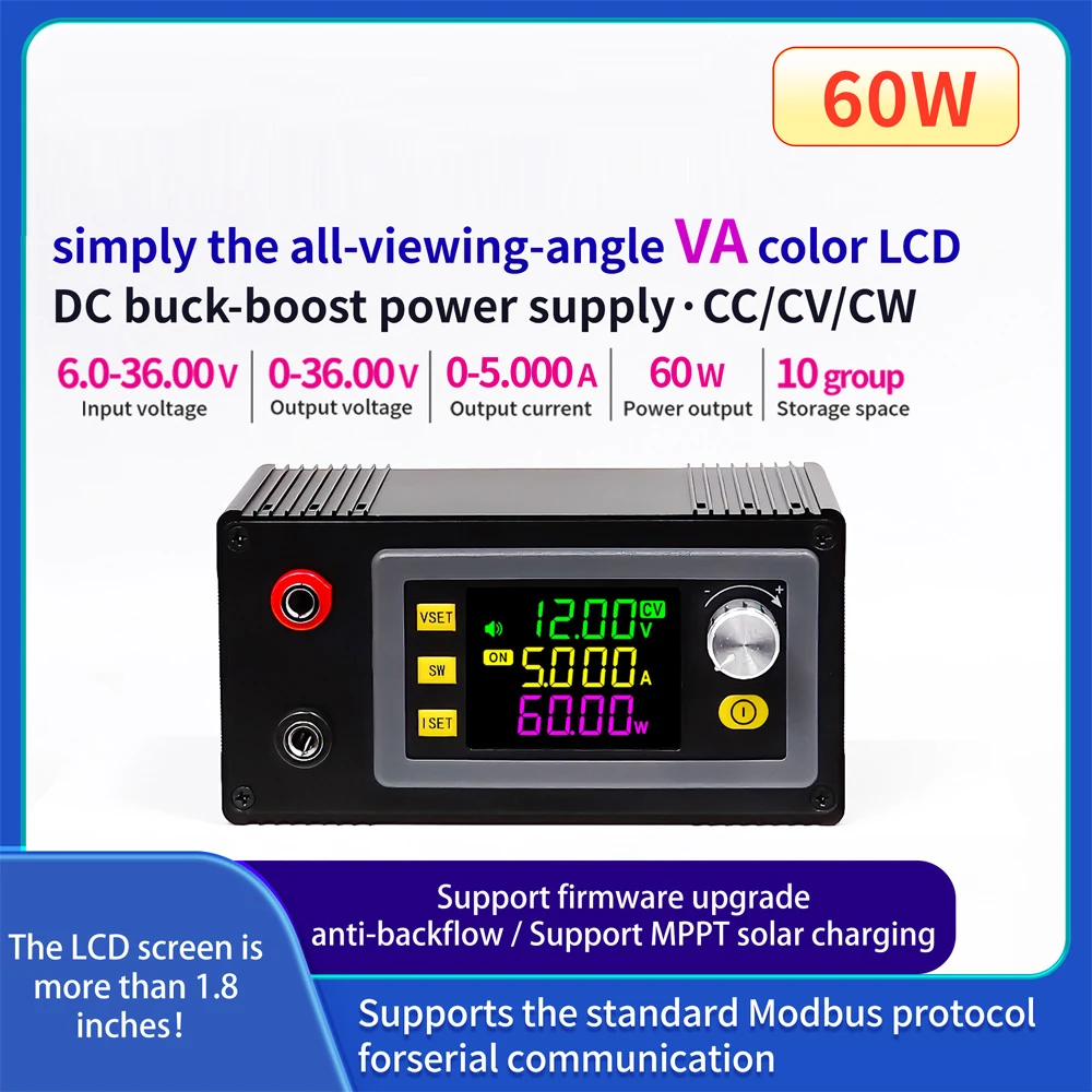 DC6-36V 출력 CNC 가변 DC 전압 조정기, CV CC 스텝 다운 모듈 보드 전원 공급 장치, 0-36V 0 ~ 5A, 60W, 120W