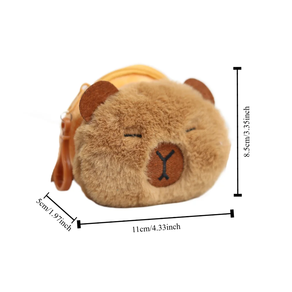 Portable Capybara Plush Coin Purse Zipper Cartoon Animal Capybara Purse Bag Mini Kawaii Capybara Earphone Bag Headphone Bag