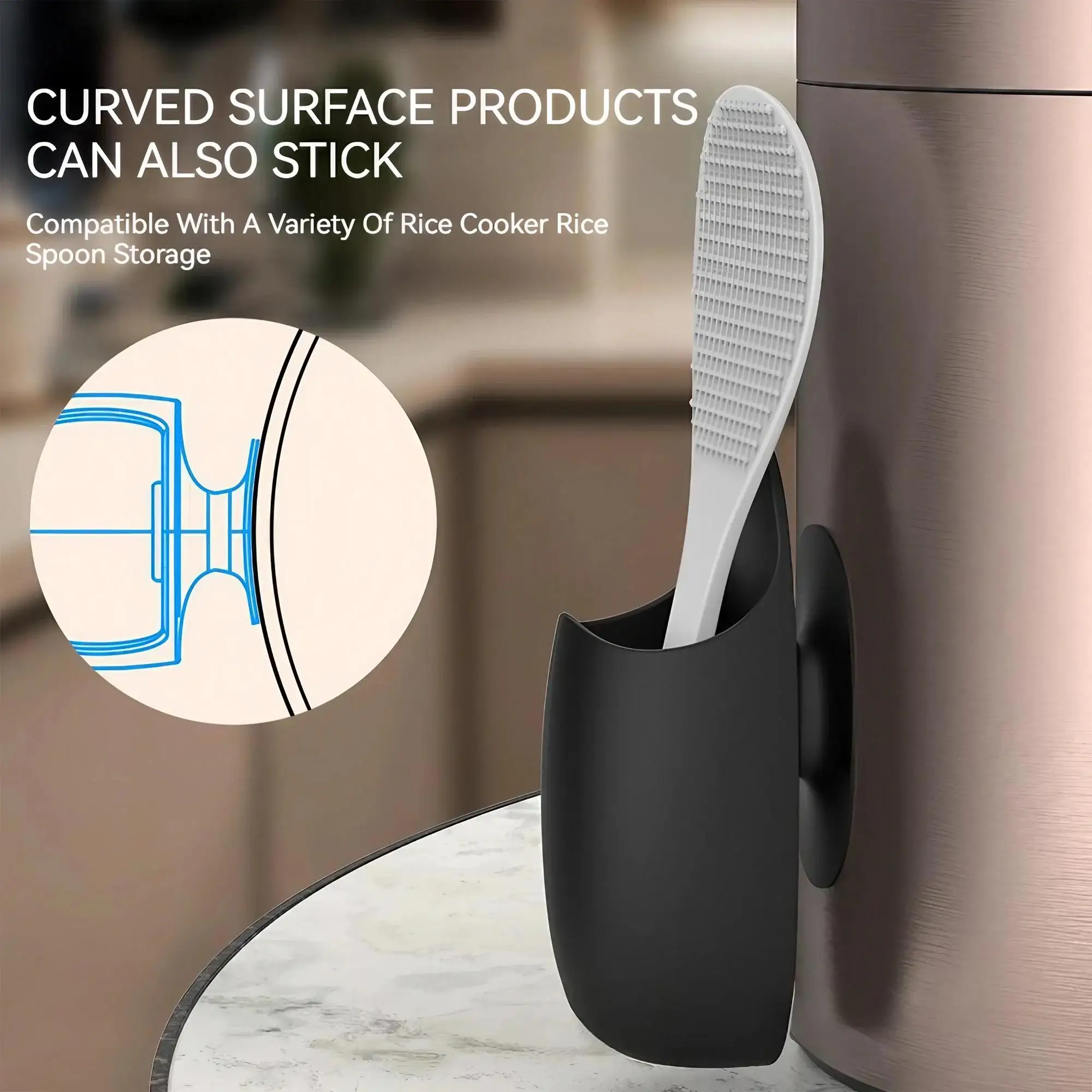 1pc Rice Paddle Storage Organizer Traceless Rice Cooker Spatula Storage Organizer Home Kitchen Accessories
