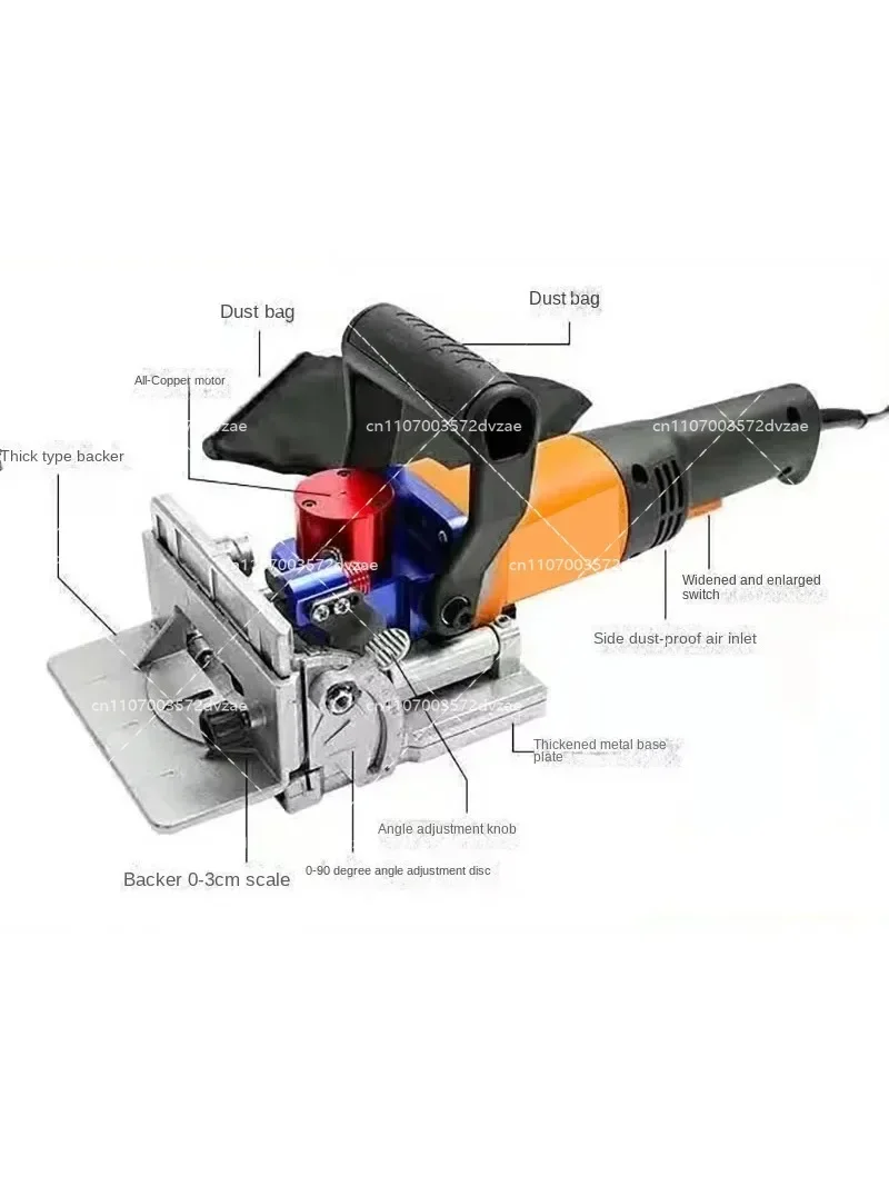 1150W Portable Woodworking Slotting Machine Three Slots Biscuit Adapter with Tension Rope Function for Furniture Connectors