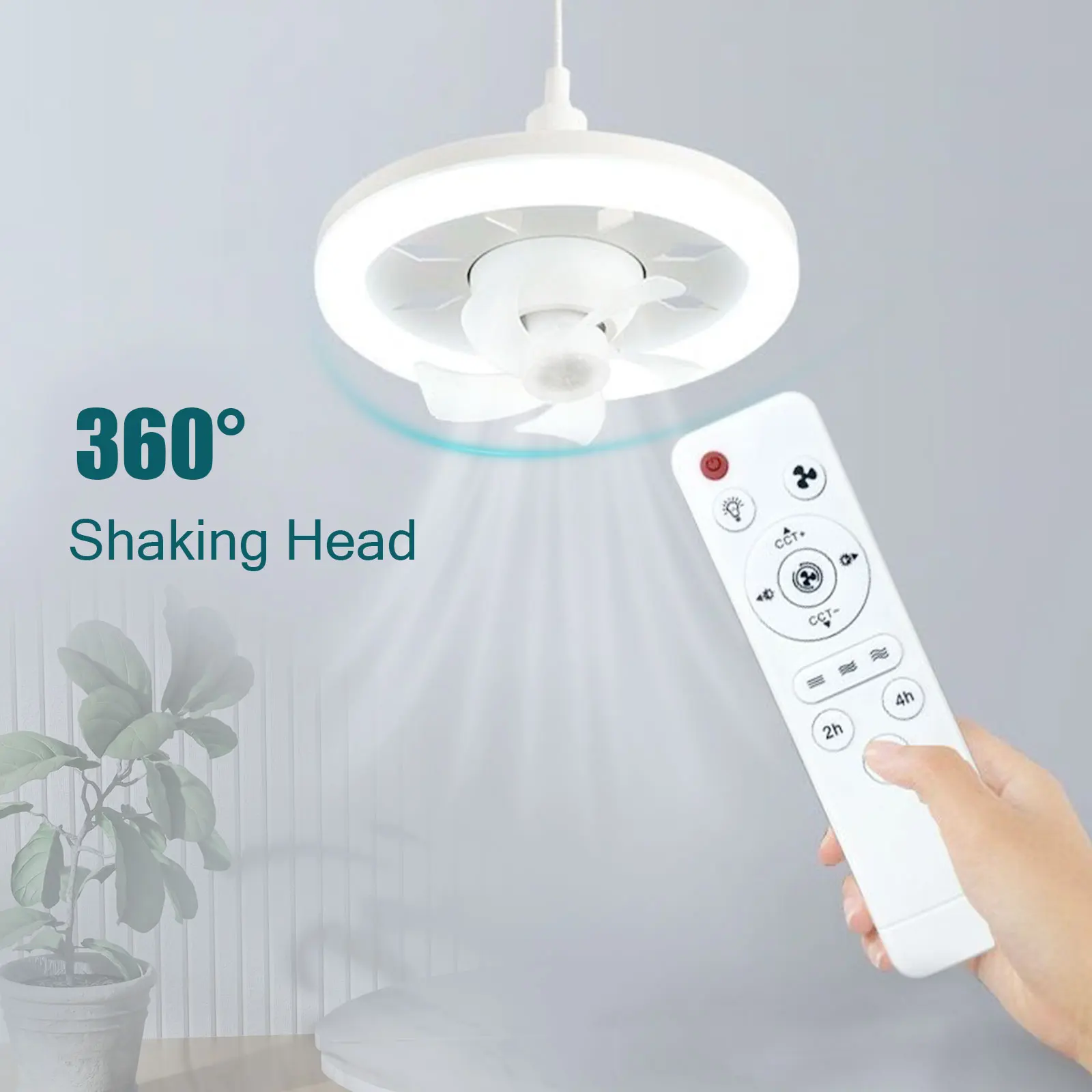 LED Smart Fanlight AC85-265V E27 Lamp Holder ABS Fan Blades 360° Rotation With Remote Control Adjustable For Home Bedroom