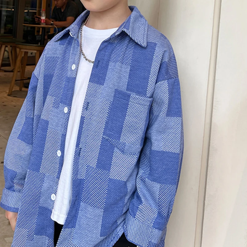 

Boys' Shirts Long sleeved Spring Wear 2023 New Korean Fashion Children's Clothing Spring and Autumn Boys' Shirts Plaid Top