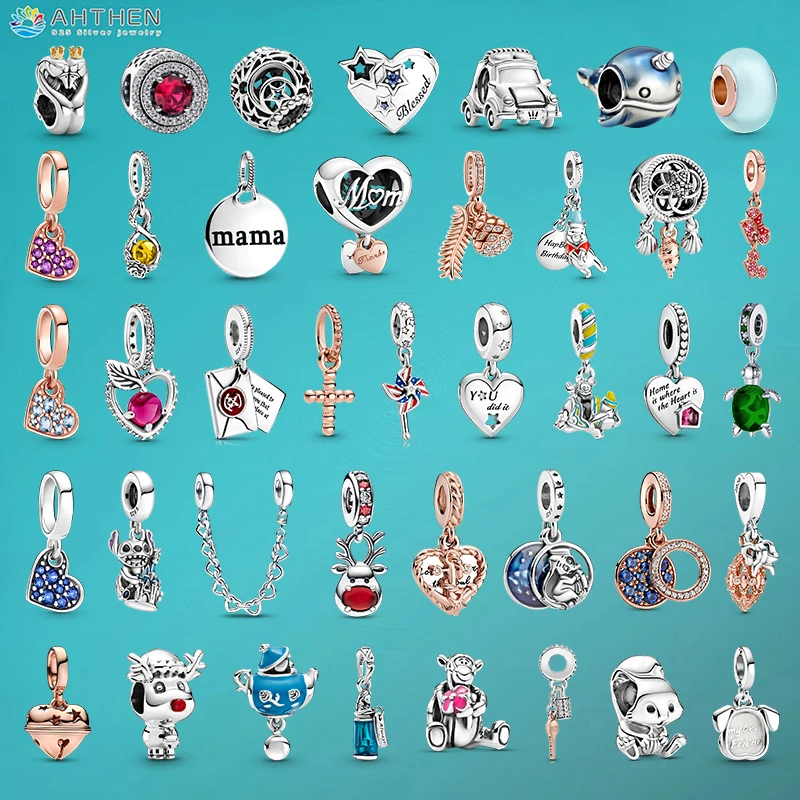 

Ahthen 925 Sterling Silver Hot Sale Beads Moose, narwhal, hexagonal snowflake Charms fit Snake Chain Bracelets Or Necklaces