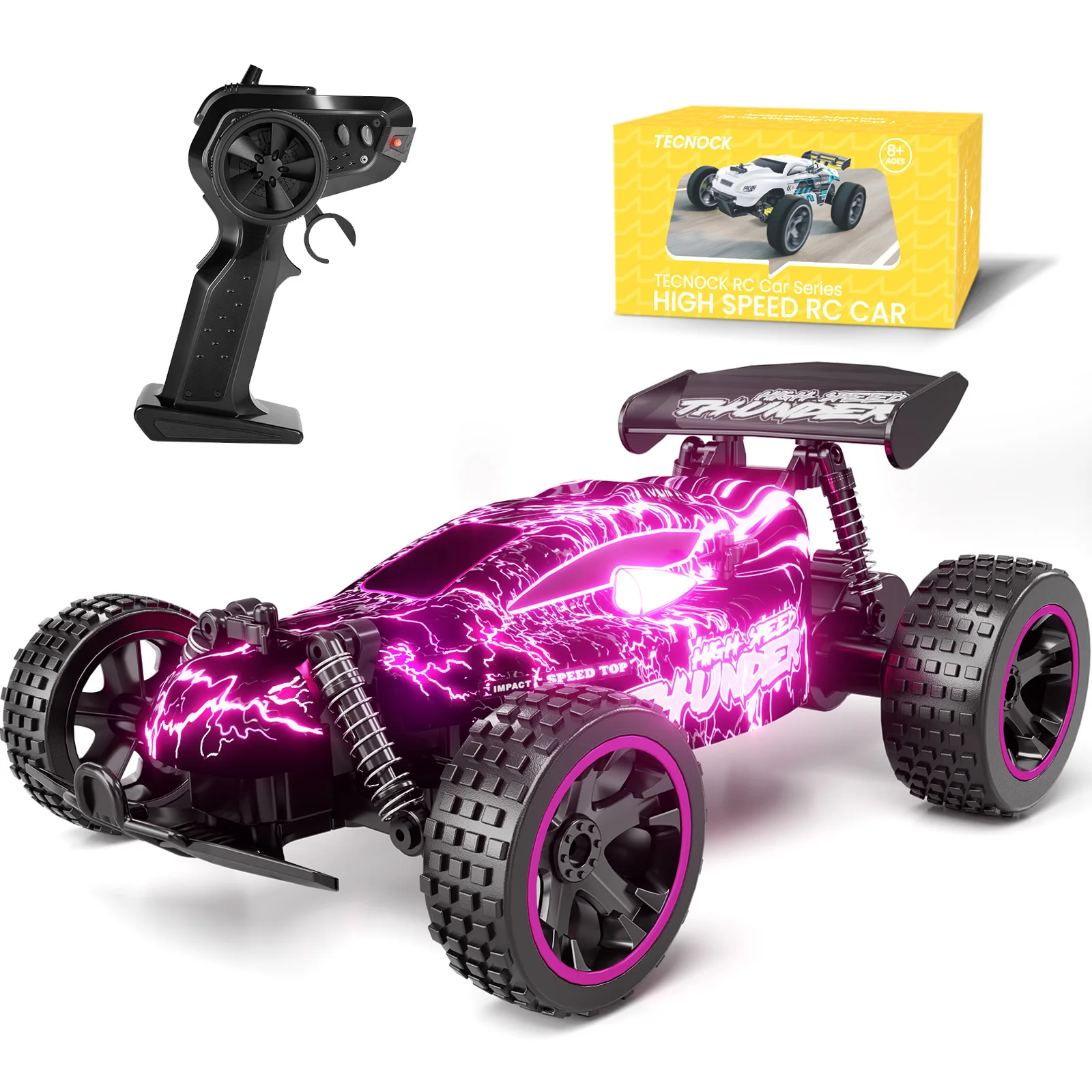 

RC Cars Remote Control Car for Boys and Girls, 1:18 Scale RC Car with LED Lights, 2.4GHz 2WD All-Terrain RC Truck, 50-Min Play