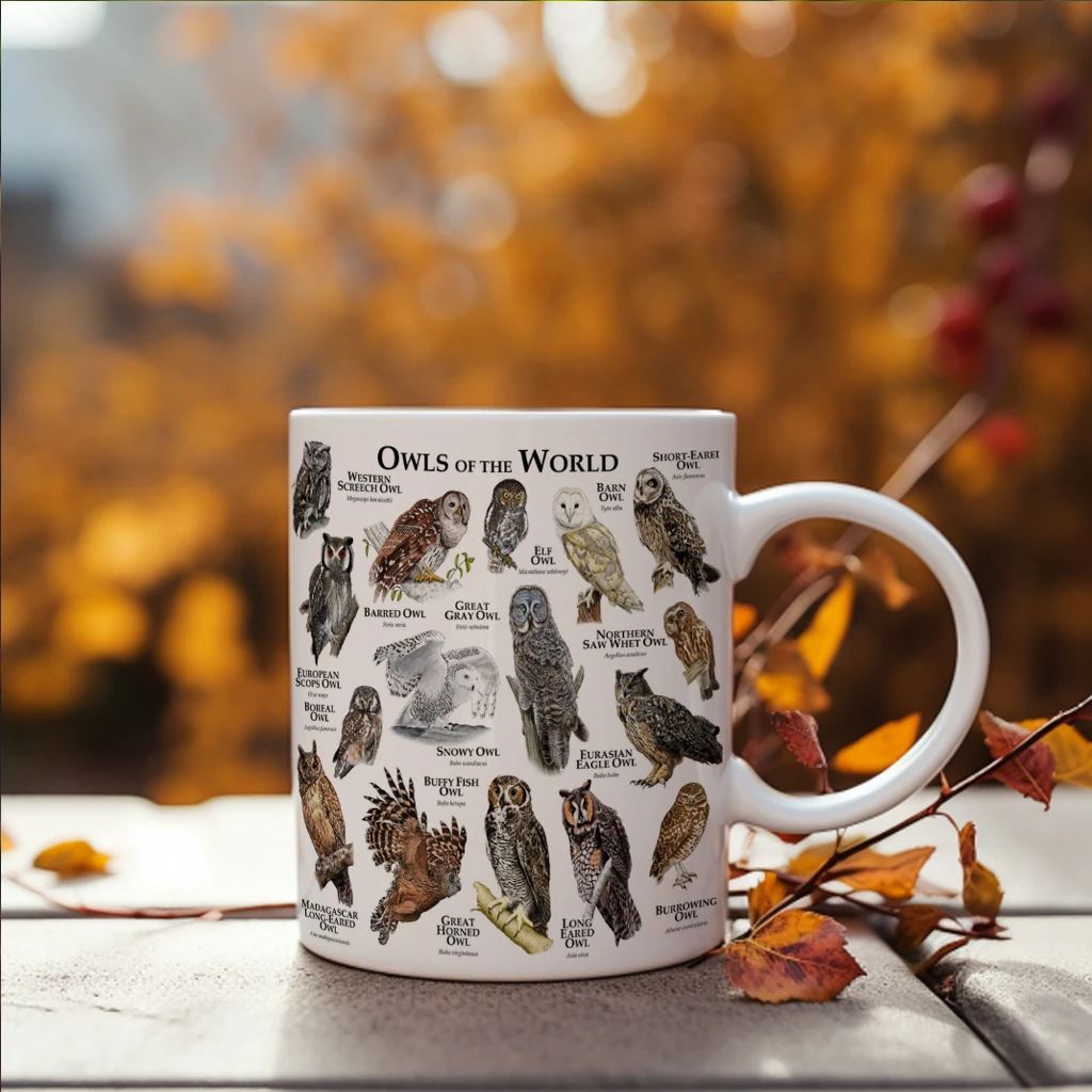 Coffee Tea Images - 세계 올빼미 일러스트 이미지 커피 머그잔