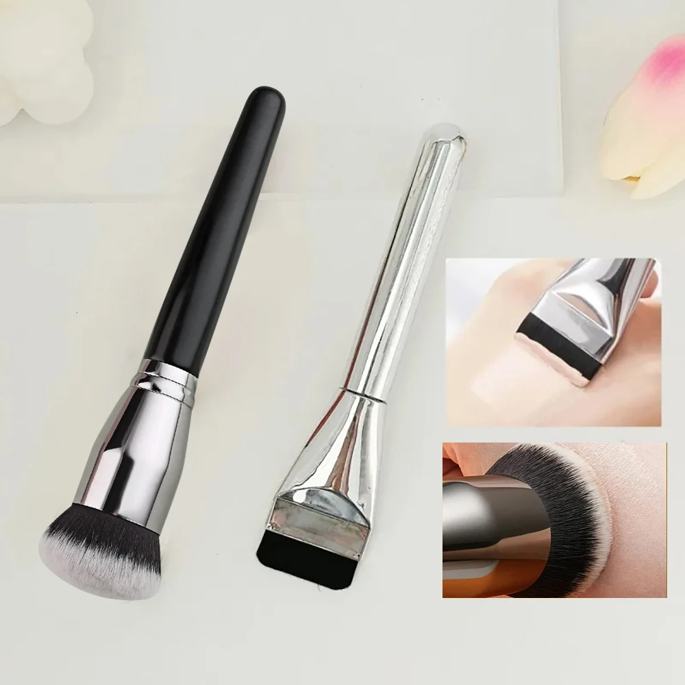 1/2 Uds. Brocha para base ultrafina, brocha de maquillaje ligera de cabeza plana, para crema BB, corrector, base líquida, mascarilla facial
