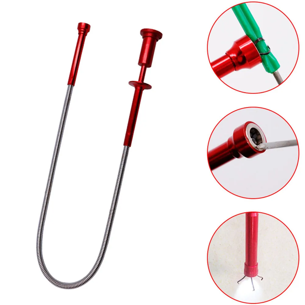 25 Inch Car Flexible Claw Pickup Tool Versatile Magnetic LED Light Claw Pickup Tool Grab Metal Part Easily Pick Up Magnet 4 Claw