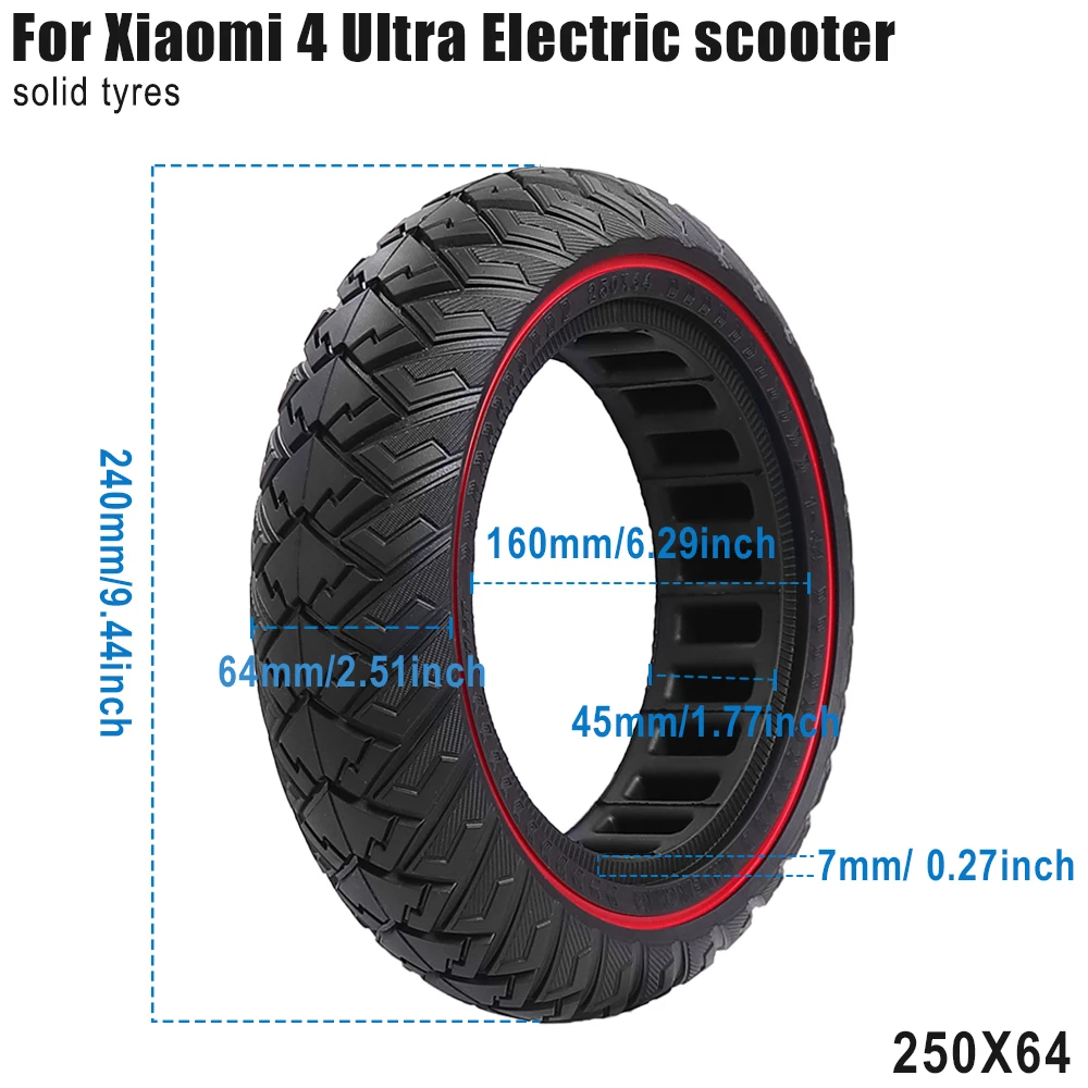 Pneu solide et Durable tout-terrain 250x64 pour Scooter lectrique Xiaomi Mi4 Ultra/NAVEE S65C, pneus 10 pouces, 10x2.3-6.5, antidflagrants