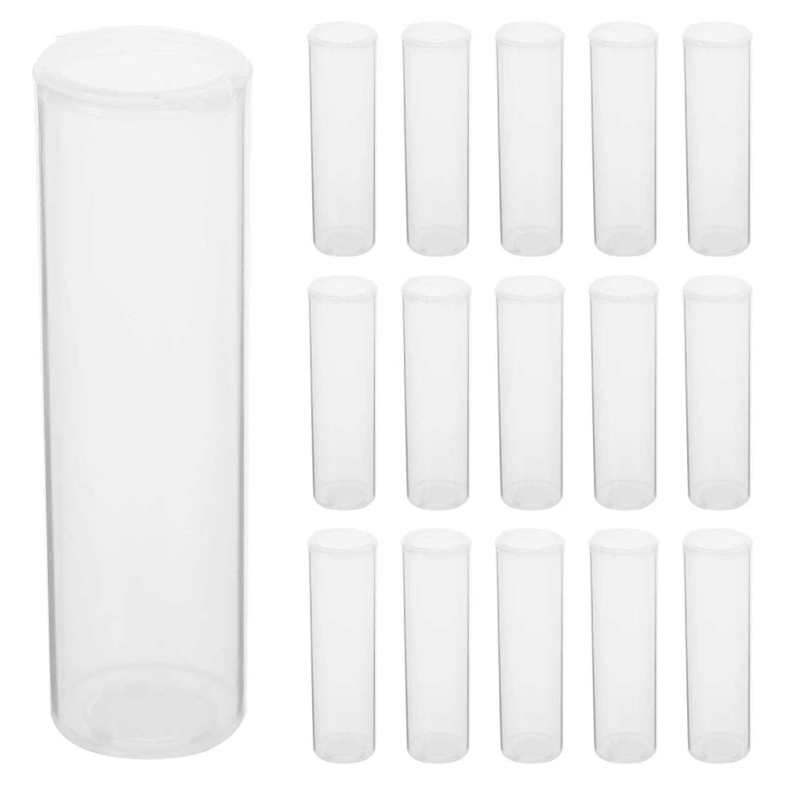 

30Pcs Flip Top Plastic Tube Containers Transparent Sealed Storage Organizers for Beads Pills Samples Travel Home Office Use