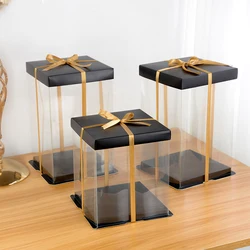 Grote Transparante Cake Geschenkdoos 20/28Cm Pvc Heldere Roos Beer Verpakking Verjaardagsfeestje Bruidstaart Dessert Cadeau Decoratie