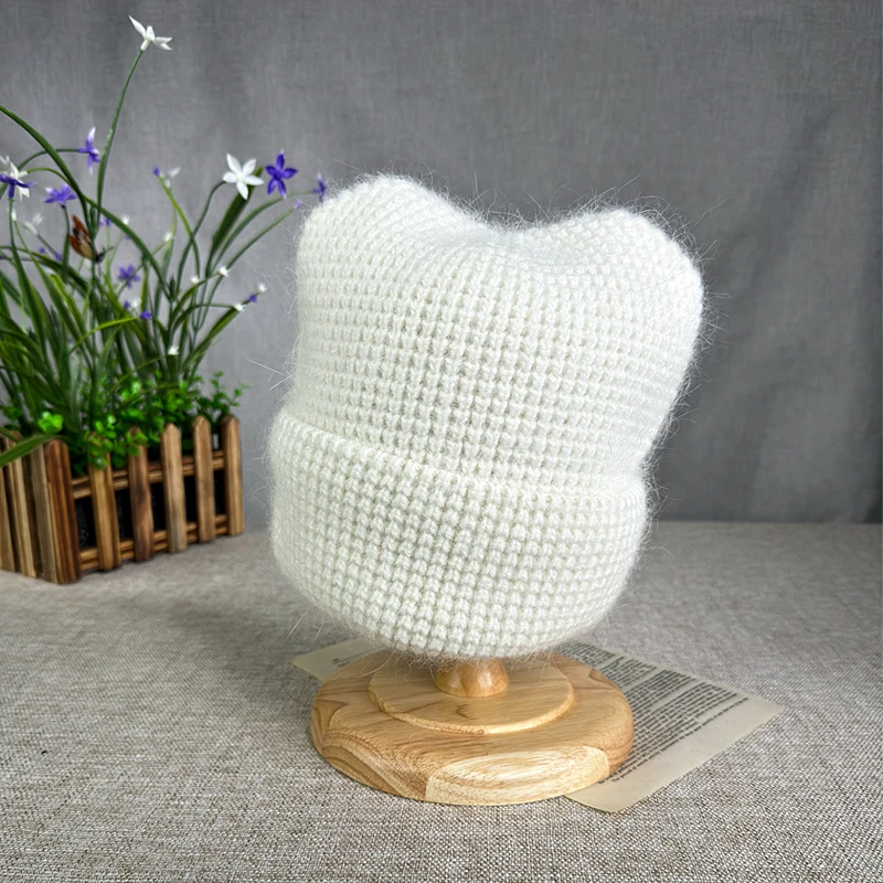 2024 New cartoon wool hats Winter Hat for women girl big size Warm High quality Cat ears Ski Hat winter beanies 
