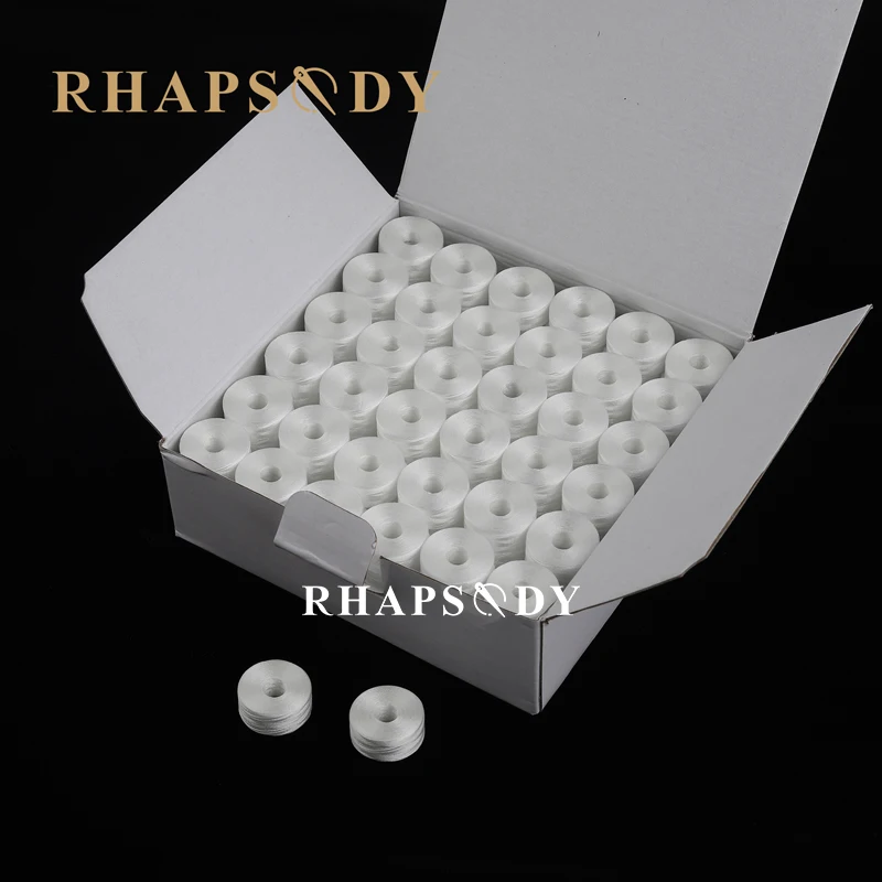 Rhapsody 144Pcs/Box High Tenacity Prewound Bobbins Polyester 70D/2 145M L Without Core Brother Singer Pfaff Embroidery Machine