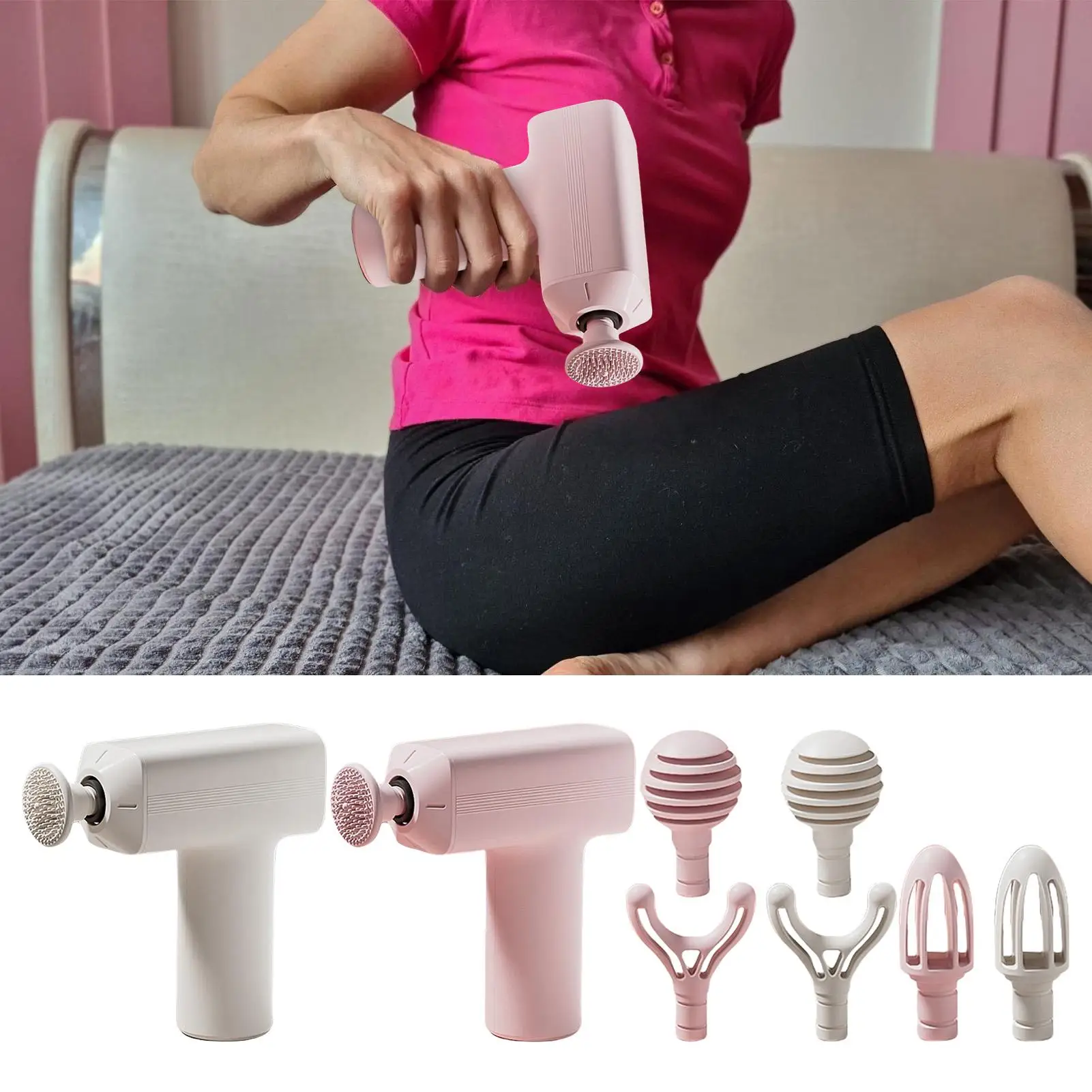 Muscle Massage Portable Fascia Machine Rechargeable Quiet Muscle Massager With 4 Heads For Gym Sports Home Travel Workplace