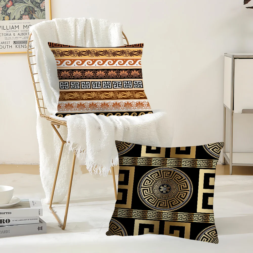 Greek Style Pattern Pillow Case Suitable For Bedrooms Living Rooms Cars Home Decoration