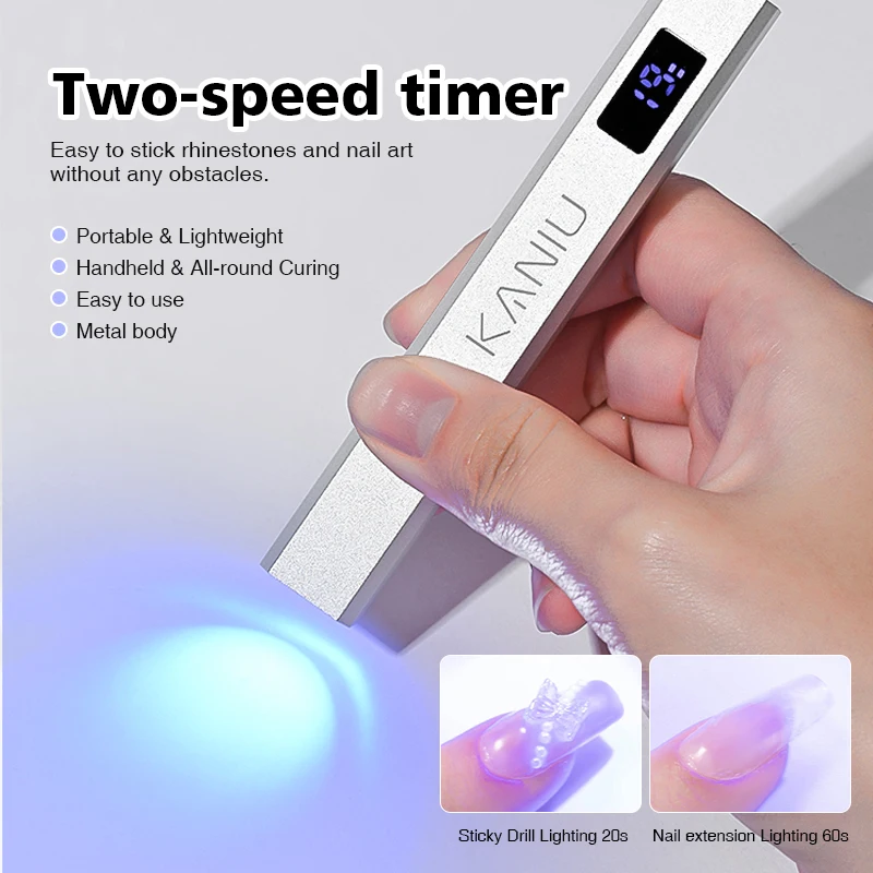 Kaniu 4.0 Handheld nageldrogerlamp voor het uitharden van gellak USB oplaadbaar 8s sneldrogende nageldroger Snelle uitharding voor gellaklijm