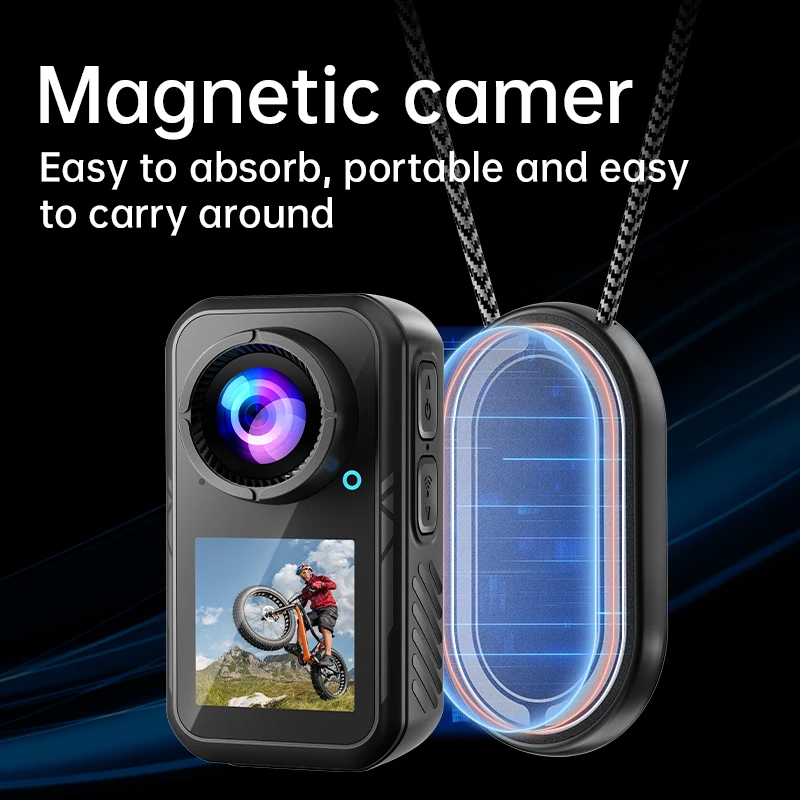 5K Mini Action Camera 4K60FPS Thumb Sports Camera With EIS Stabilization Dual Screens Waterproof Magnetic