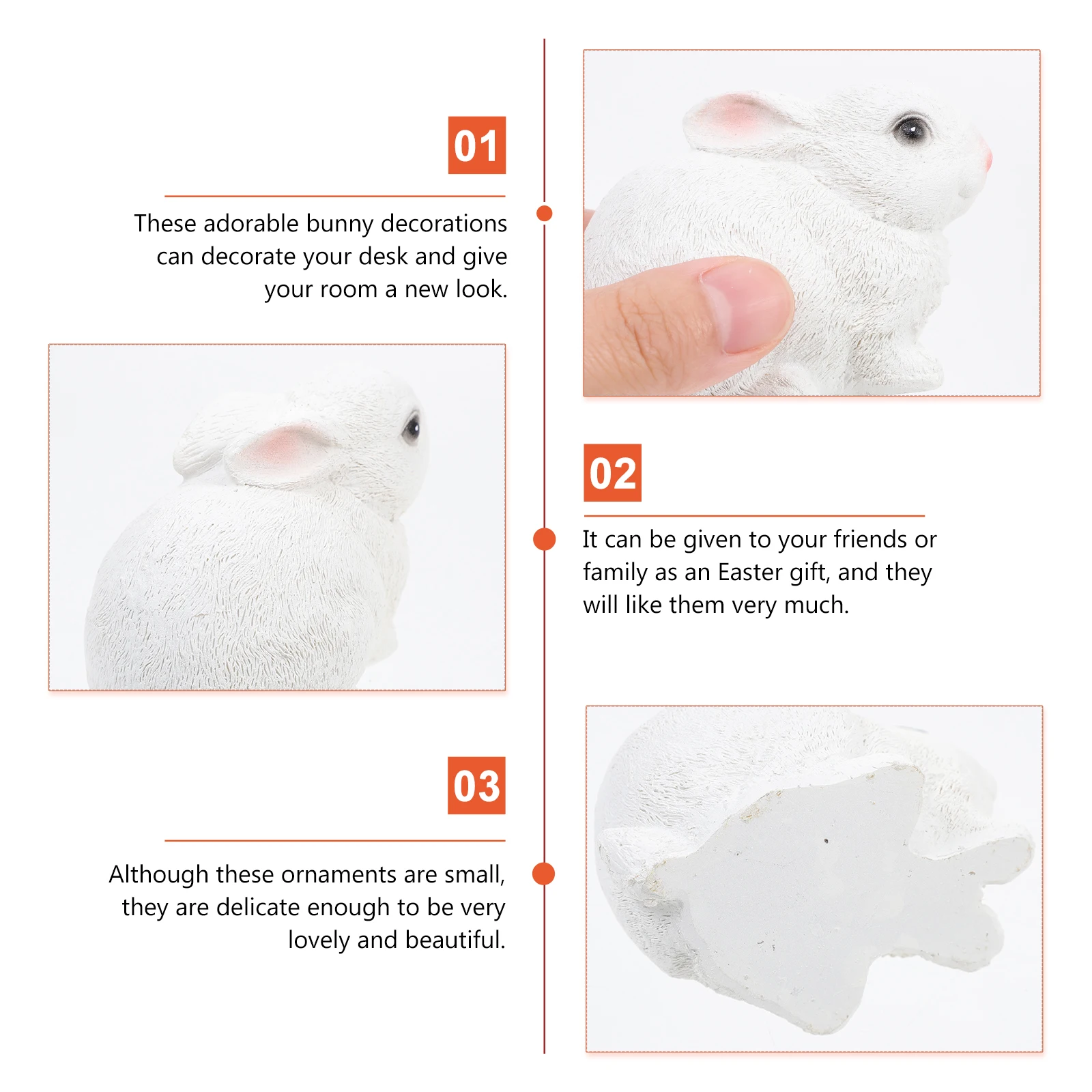 

3Pcs Resin Animals Adornments Easter Bunny Decor Mini Succulent Plant Accessory Lively Garden Decor Resin Animals Ornament