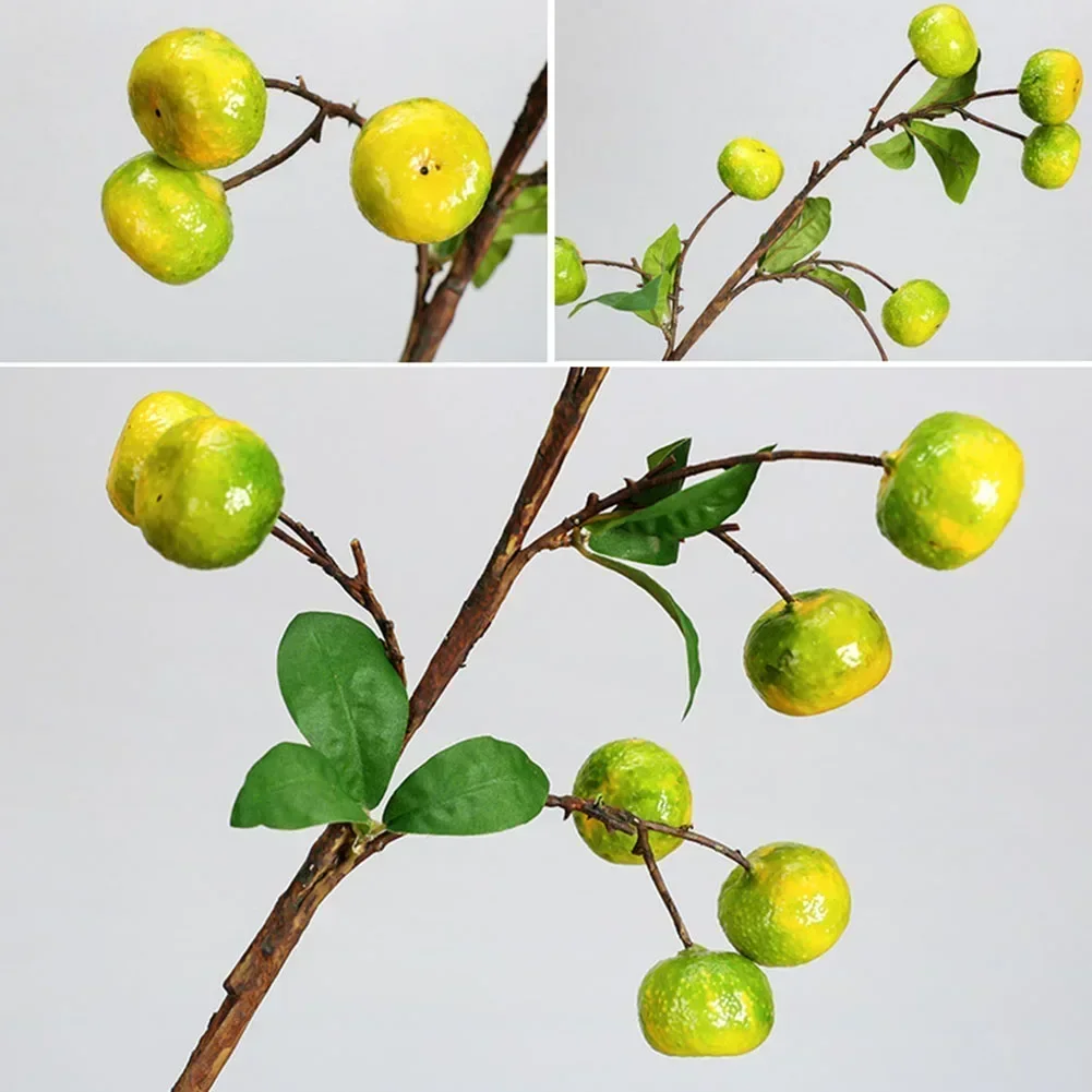 

Набор из 3 искусственных оранжевых ветвей для домашнего офиса, свадебного украшения, витрины с реалистичными фруктами и гибкими стеблими проволоки