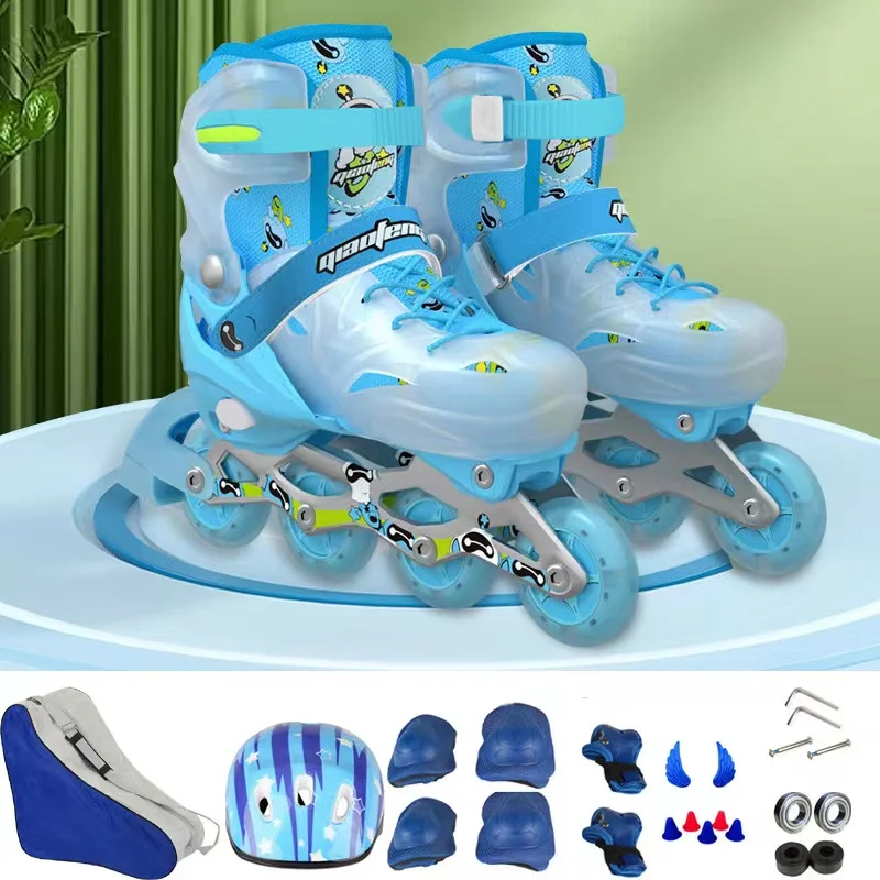 Inline Roller Skates Shoes for Children, Professional Sneakers, Anti-Collision Protective Gear Set, Beginners, Full Set