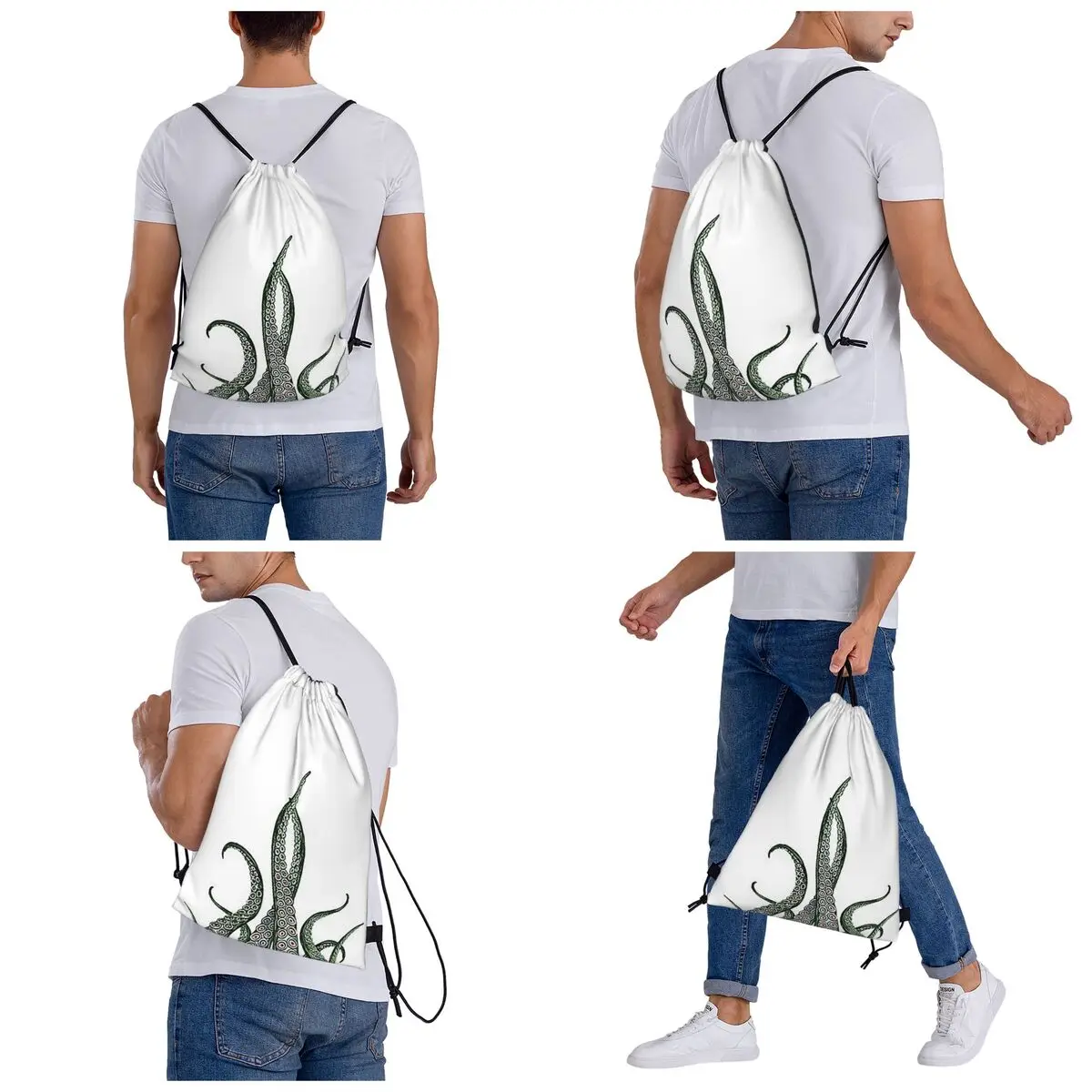 Green Fingers Backpacks Multi-function Portable Drawstring Bags Sports Bag Book Bags For Travel School