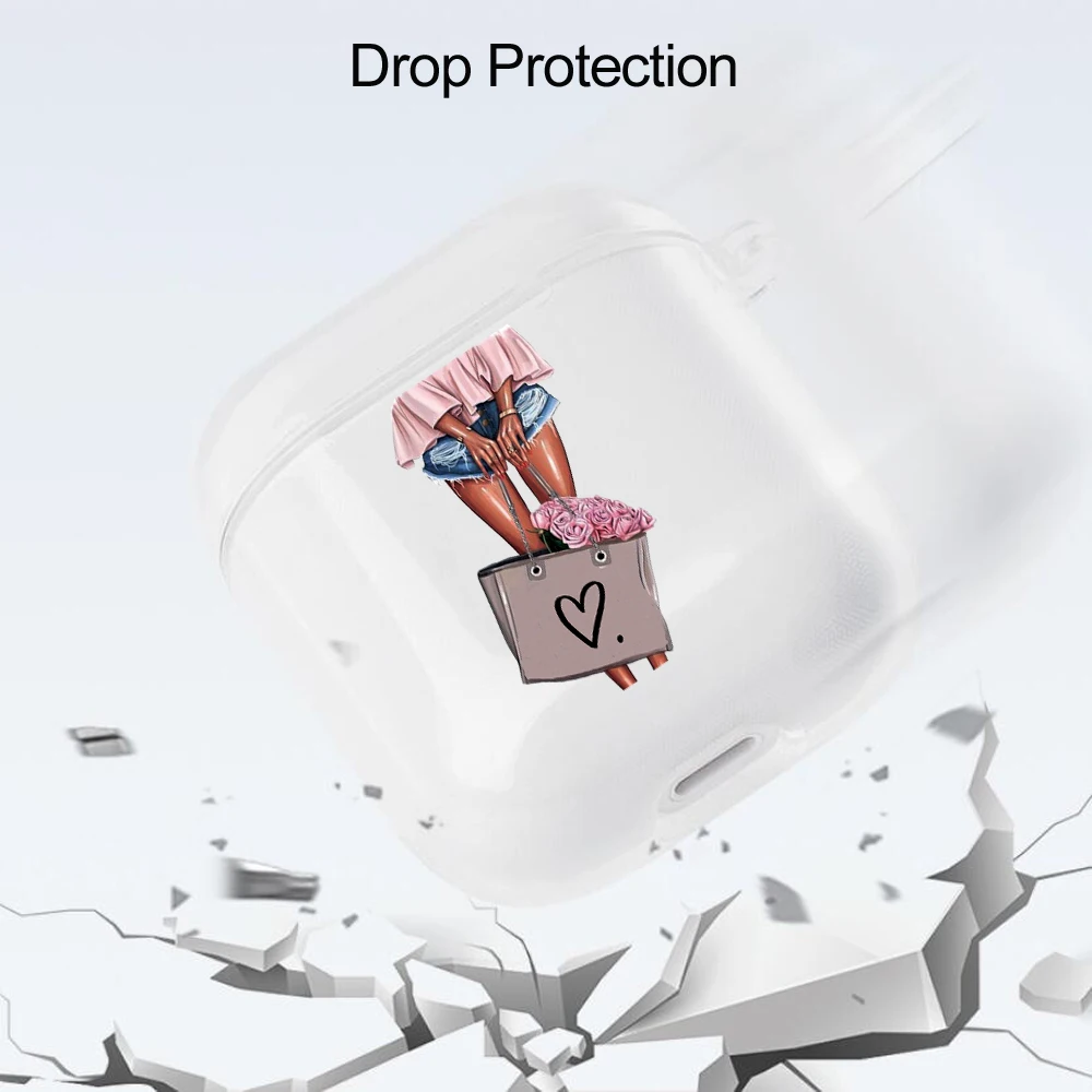 Funda de silicona transparente para Airpods 1 y 2, funda protectora de lujo con patrón de chicas, para auriculares Apple Airpods Pro 3 2021