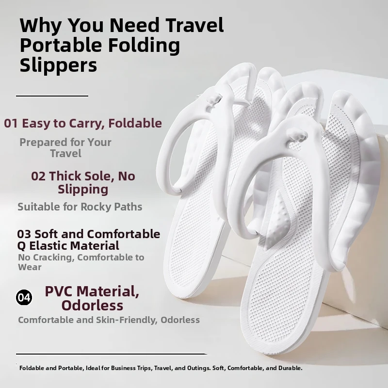 1 Pair Travel Folding Portable Flip Flops Outdoor Beach Slippers For Women Men Eva Summer Unisex Bathroom Shower Sandals Hotel