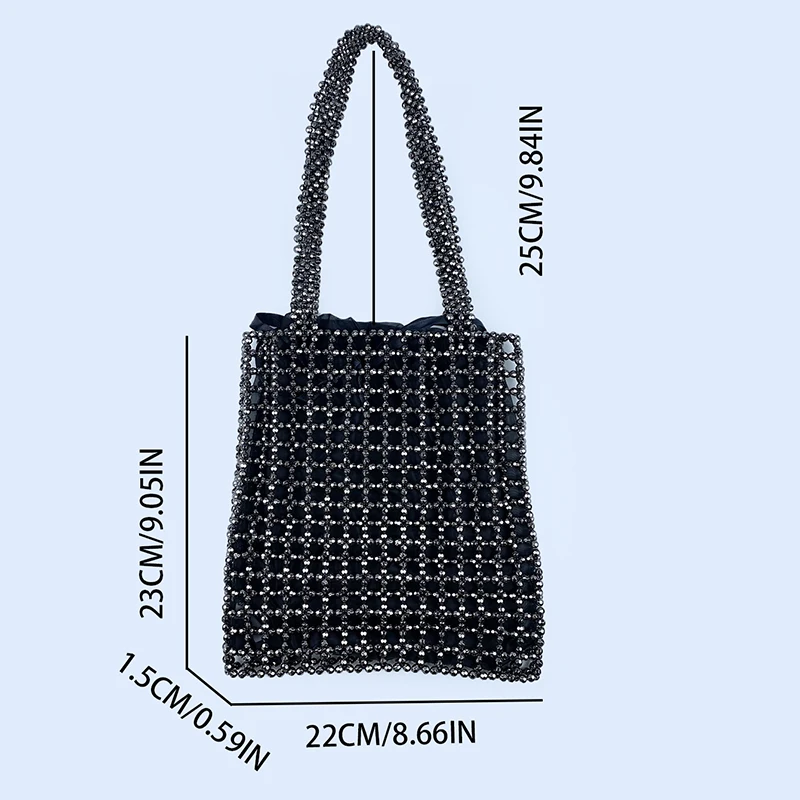 24 new ins with gray openwork air quality versatile large-capacity casual handmade beaded shoulder bag