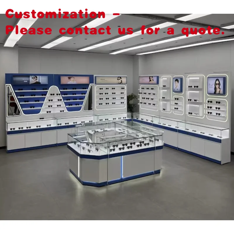 custom.Trendy Whole Optical Store Decoration Fashion Glasses Display Cabinet with Light Sunglasses Display Stand