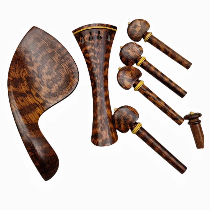 Best Snakewood Violin Viola Accessories Set Parts Kits,4/4 Letterwood Violin Fittings Tailpiece Chinrest Pegs Endpin