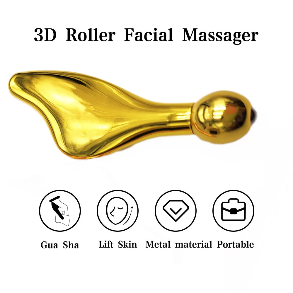 Ohio eur facial en métal Gua Sha Roller DolDave Ball, grattoir en alliage de zinc, massage lifting du visage, outil de soins de la peau de beauté