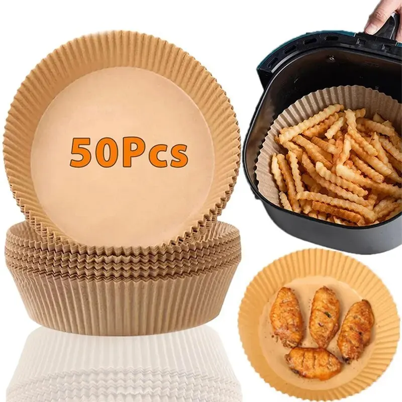 Disposable Air Fryer Paper, Non-stick Air Fryer Cooking Paper, Round Liners, Kitchen Accessories, 50 pcs, 100 pcs