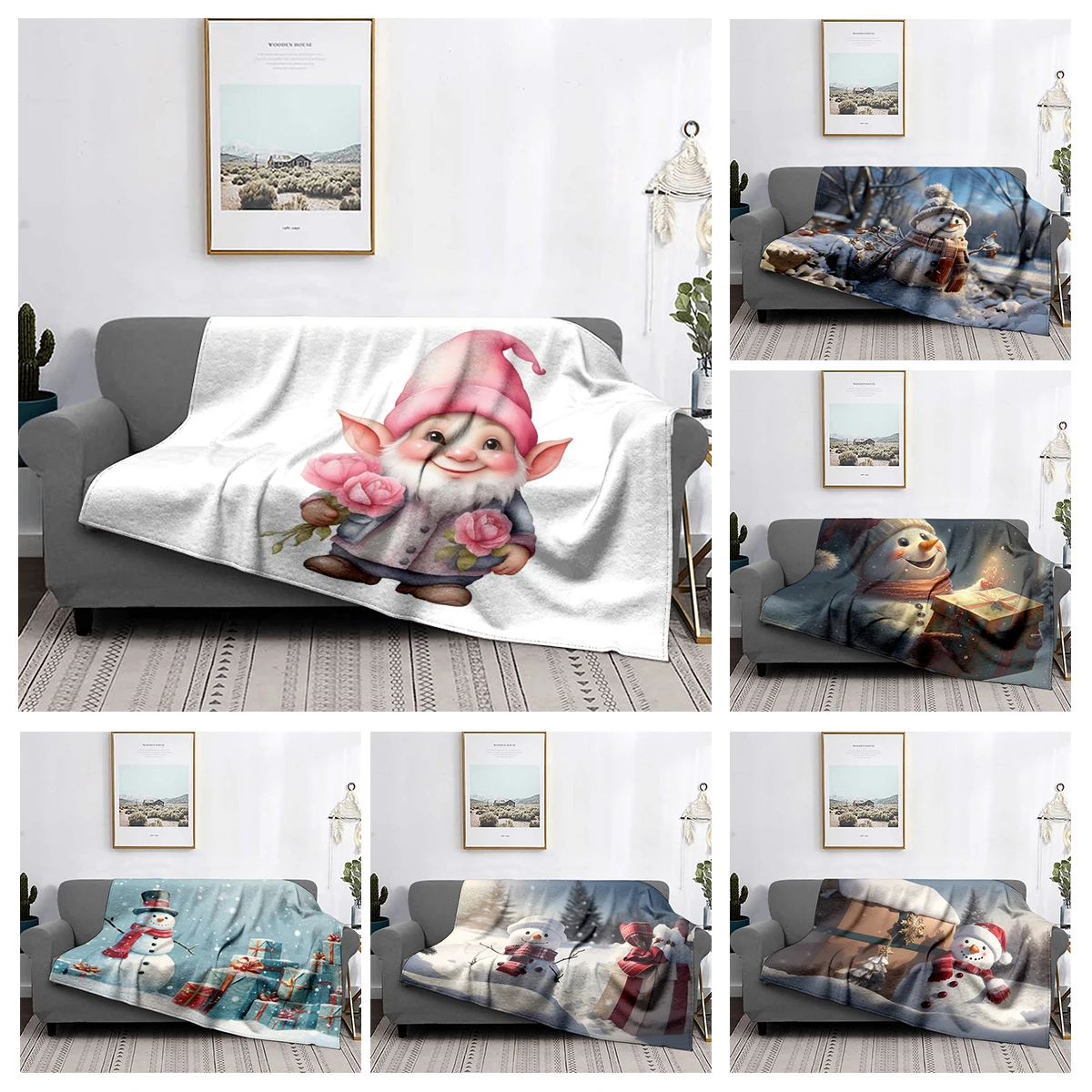 

Home decoration plush Throw Sofa blanket Bedspread bed fluffy soft blankets decor Plaid Modern morandi winter Merry Christmas