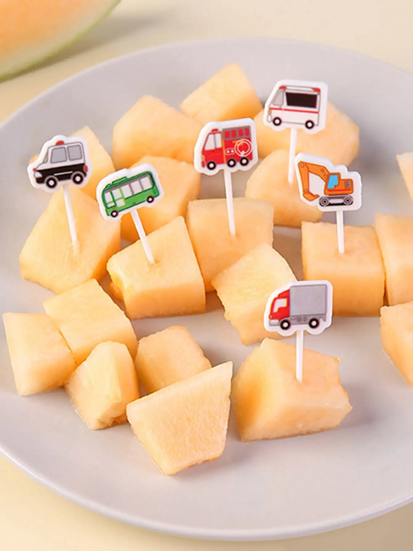 1set Car Castle Vegetable Crockery Cute Mini Toddler Children Fruit Forks Toothpicks Kids Food Picks Cartoon