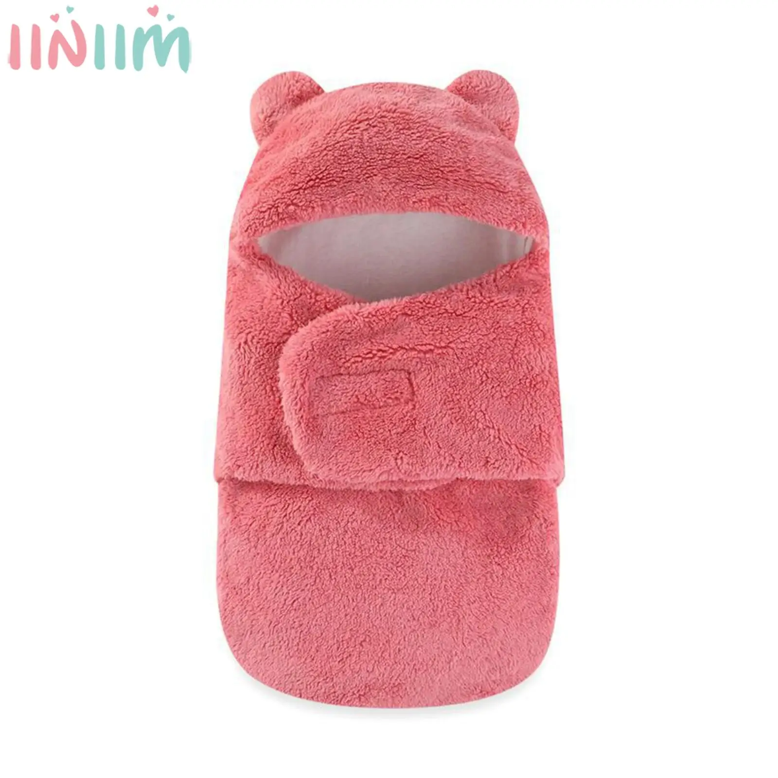 

Newborn Baby Winter Fleece Swaddle Blanket Infant Windproof Warm Hooded Sleeping Bag Adjustable Soft Plush Swaddling Wrap