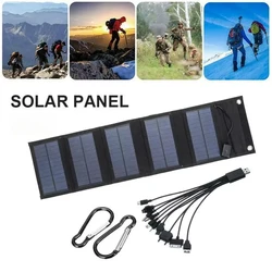 12W Foldable Solar Panel 5V USB Portable Battery Charger for Cell Phone Outdoor Waterproof Power Bank for Camping Accessories