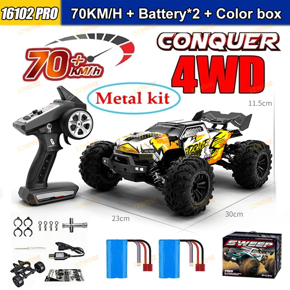 Wltoys 16101Pro 16102Pro RC-auto 4X4 70 km/u hoge snelheid borstelloze motor RC monstertruck metalen transmissie ESC IPX4 off-road 2.4g radiografisch bestuurbare auto professionele raceauto speelgoed