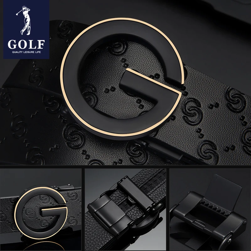 GOLF Men's Genuine Leather Belt  High end Brand Automatic Buckle Business Belt Middle Youth Fashion Belt Trendy Casual B