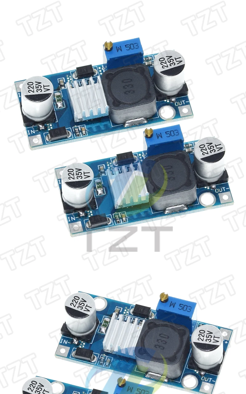 1/3PCS DC 7-32 bis 1,5-30V 3A 30W DC-DC einstellbares Step-Down-Leistungsmodul mit synchroner Gleichrichtung über LM2596 mit Kühlkörper – Detail 3