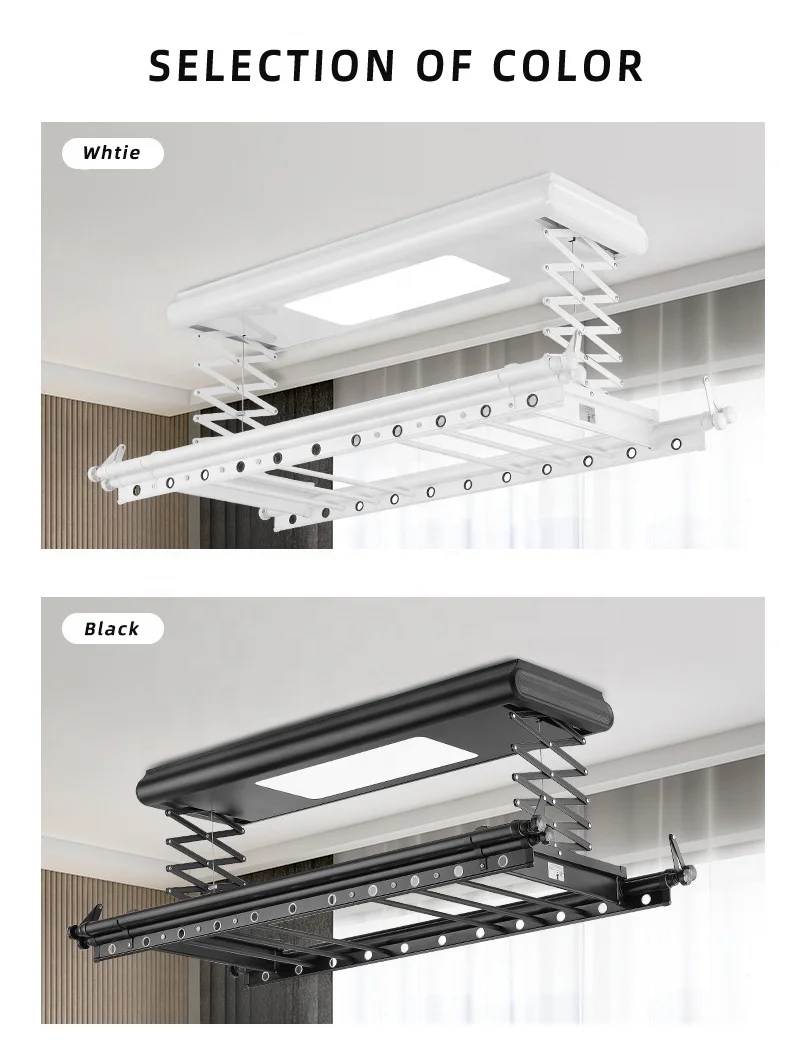 Rack de secagem elétrico com secador de roupas automático retrátil inteligente e linha de roupas
