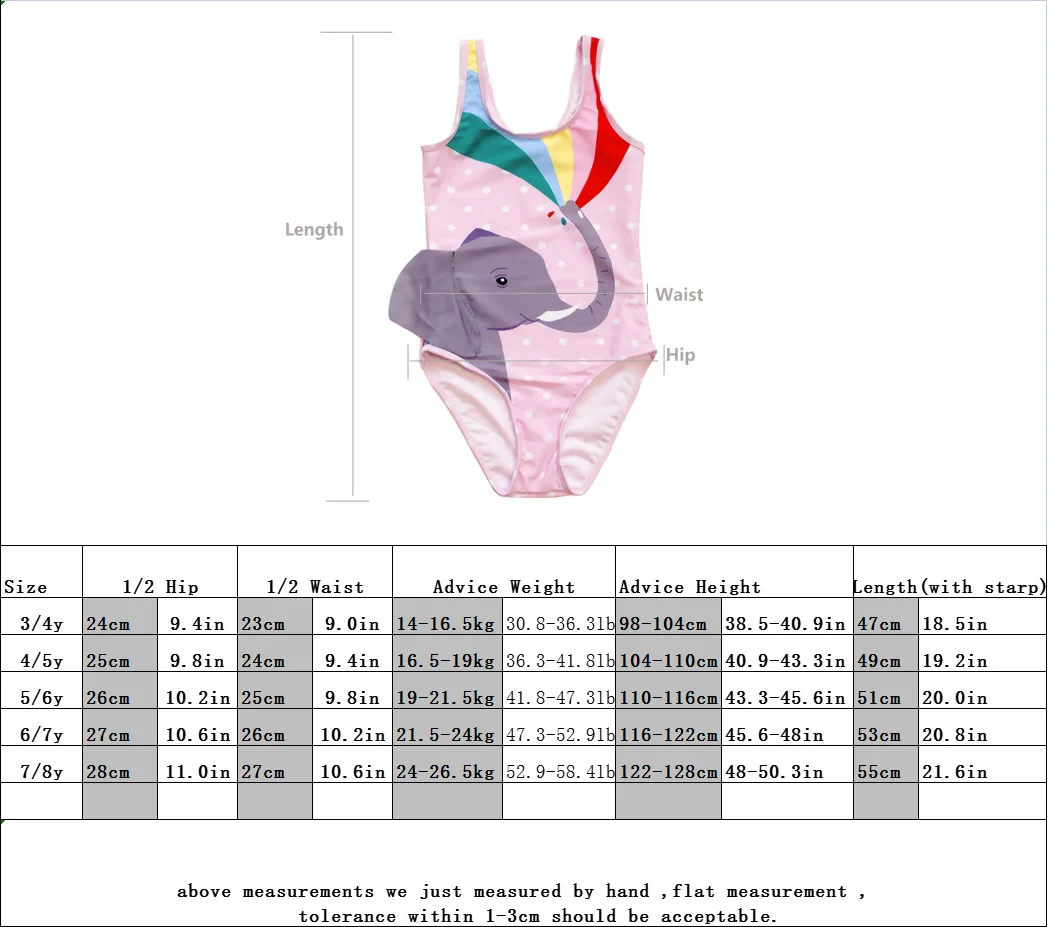 Stroje kąpielowe dla dzieci 2024 nowy kreskówka nadruk słonia jednoczęściowy strój kąpielowy dla dziewczynek 3-8 lat kostiumy kąpielowe dla dzieci