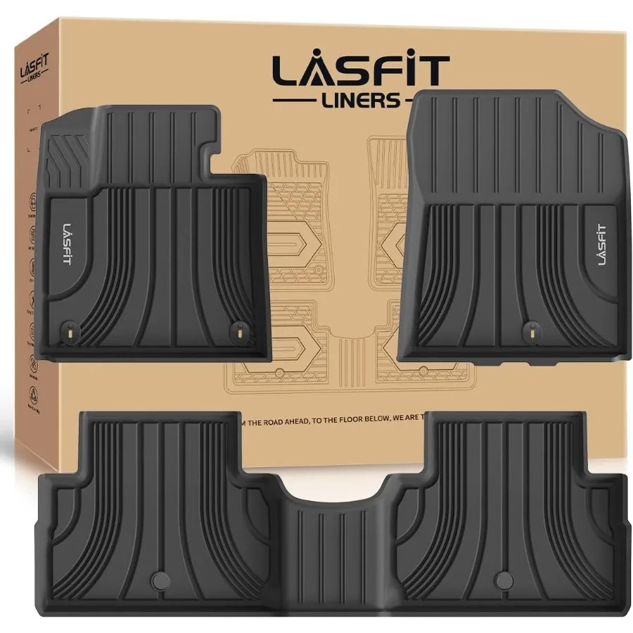 

Всепогодные автомобильные напольные вкладыши TPE на заказ для Santa Fe 2021 2022 2023, исключающие модели гибрида и PHEV, разработанные для 1 и 2 человек.