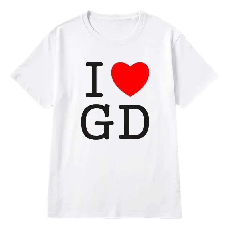 الكورية ستار G التنين قصيرة الأكمام تي شيرت الداخلية قميص الصيف أعلى سيول الحفل القلب GD أحب الأزياء التذكارية قميص قمم