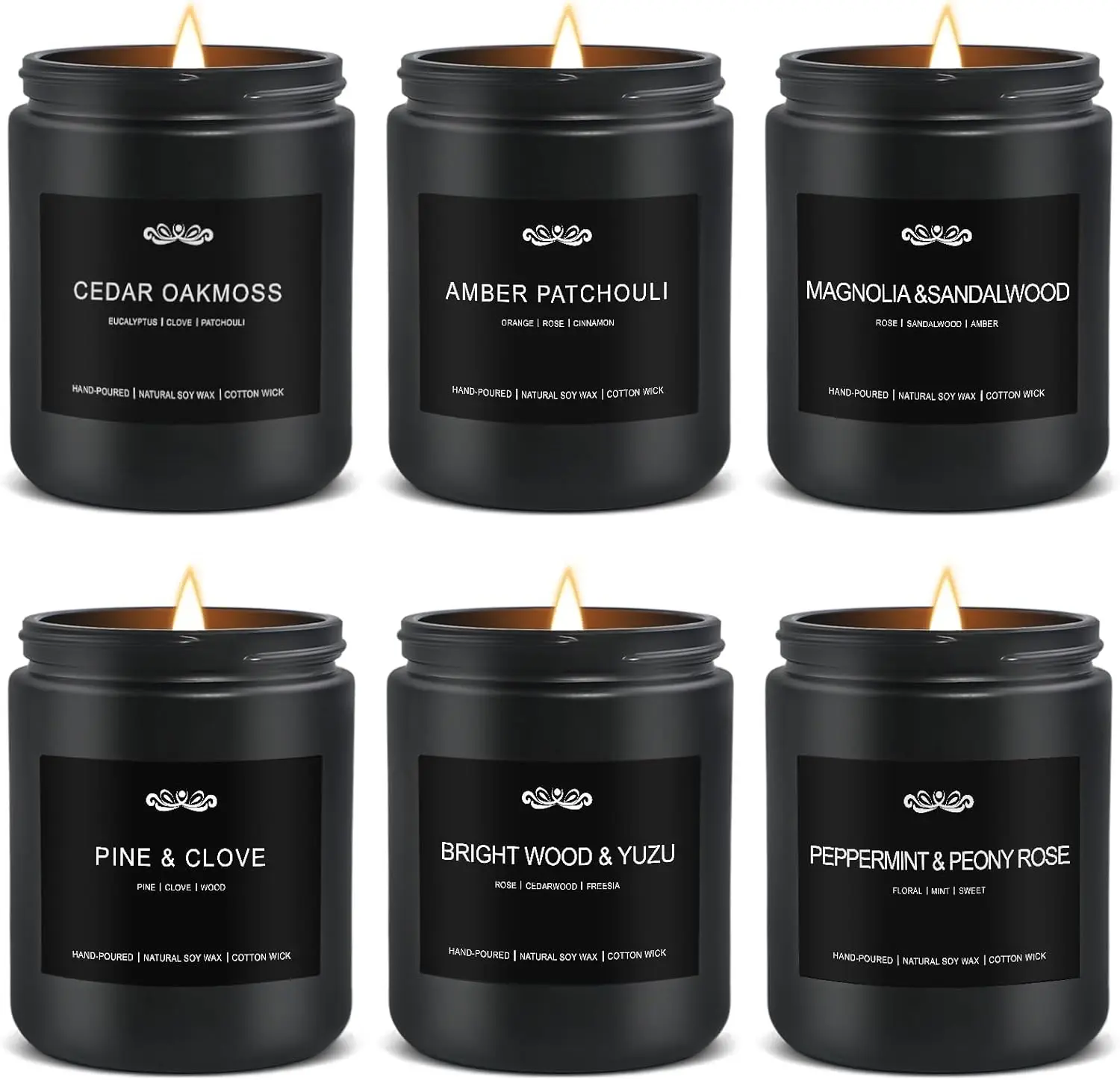 

6 Pack Scented Candles for Men, 42 oz Long Lasting Aromatherapy Gifts Set for Birthday Christmas