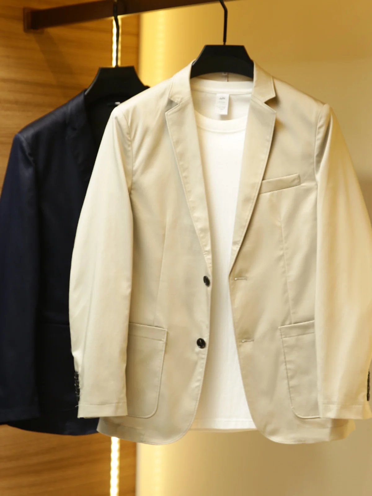 

Casual Silk Blend Men's Busin Suit High-End Spring Summer Store Synced Anti-Wrinkle Dra Stand Fit Faion Urban Youth