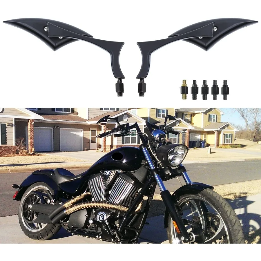 

Боковые зеркала заднего вида для мотоцикла 8 мм 10 мм, дизайн с черным лезвием для повышенной видимости и безопасности на длительных поездах, совместимые с