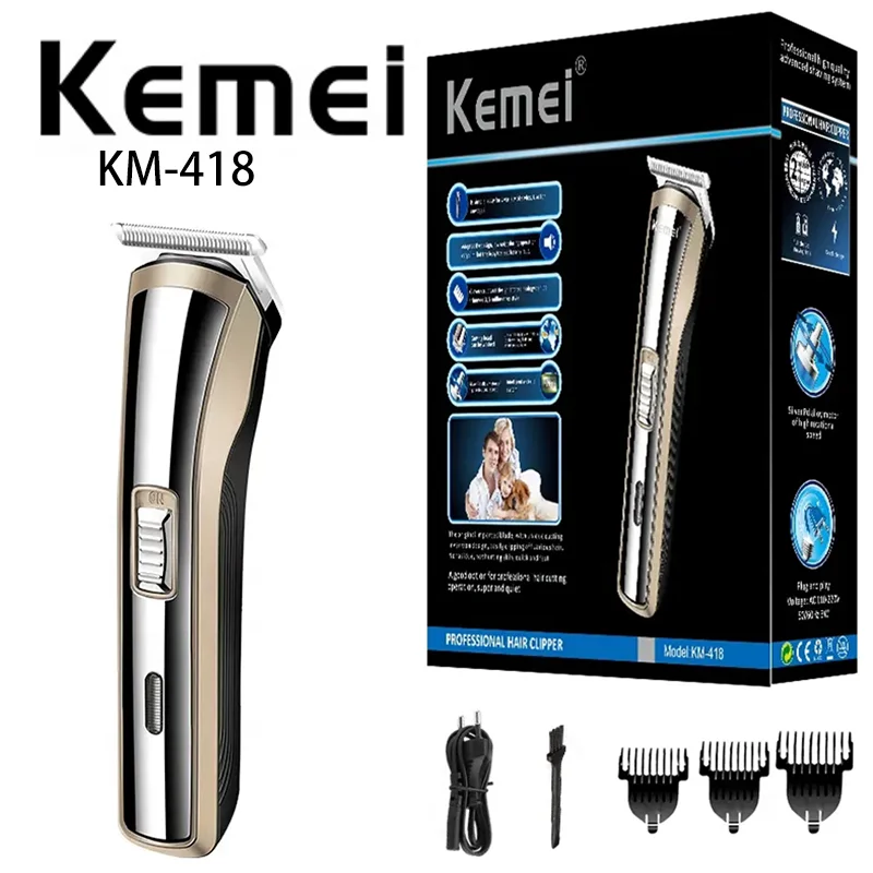 Kemei KM-418 Easy To Use and Cheap Barber Carving Hair Clipper Hair Cutting Machine for Men Trimmer for Men Barber Shop