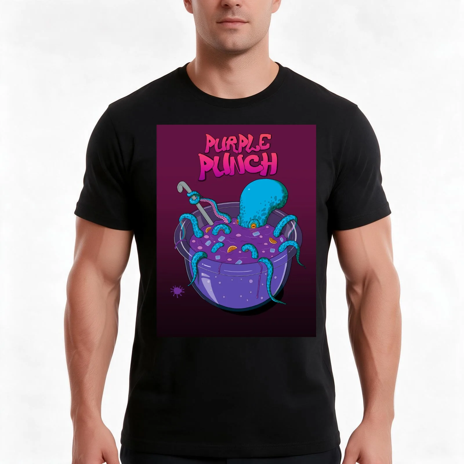 Purple punch T-Shirt, Summer Casual Cotton Tee, Oversized Streetwear Tops, Vintage Graphic Print, Loose Fit Short Sleeve
